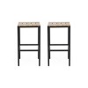 Coolbibila 30'' H Outdoor Height Bar Stools Set of 2,Modern Industrial Acacia Slat Seat Backless Bar stool,Metal Frame Bar Stools with Footrest - 3 of 4