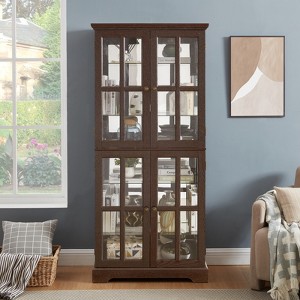 FONTOI Vintage Curio Display Cabinet,Antique Display Showcase with Adjustable Shelves for Collections, for Home or Office, Cherry, 15.75"*68.7"*30.31" - 1 of 4