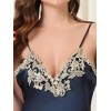 cheibear Womens Satin Sleeveless Nigthgown Lace Trim Sleep Dress Sleepwear Pajama Dress - 4 of 4