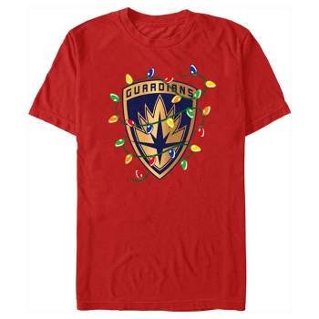 Men's Guardians of the Galaxy Holiday Special Christmas Lights Badge T-Shirt