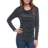 Allegra K Women's Cowl Neck Long Sleeves Buttons Decor Solid Ruched Top - 2 of 4