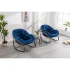 FIONECA Outdoor Rattan Rocking Chair with Navy Blue Cushion, Recliner for Porch, Patio & Garden - 3 of 4