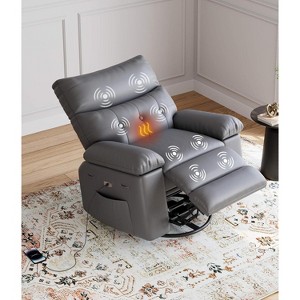 Oversized Power Rocker Swivel Recliner Chair - Heat and Massage,  Ergonomic PU Leather Single Sofa, Tall Back, Padded Seat, Lazy Chair - 1 of 4