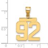 Black Bow Jewelry 14k Yellow Gold, Athletic Collection Medium Polished Number 92 Pendant - 2 of 3