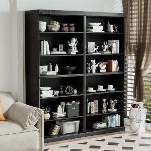62" High Black Doorless Wood Grain Decorative Storage Cabinet with 12 shelves Combination Cabinet - 1 of 2