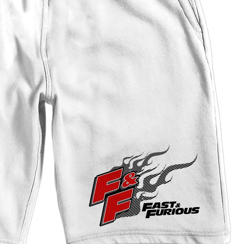 Fast & Furious Red Logo With Black Flames Men's White Sleep Pajama Shorts, 2 of 4