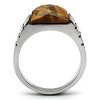 Slickblue Men's High Polished Stainless Steel Ring with Smoked Quartz Tiger Eye, Square Solitaire, Size 8-13 - 3 of 4
