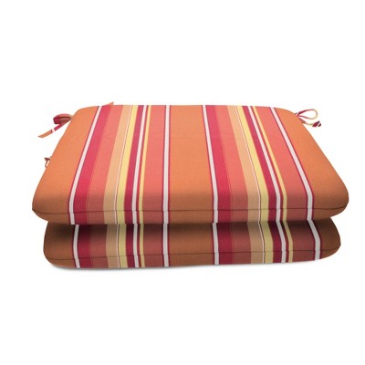 Casual Cushion Stripe Sunbrella Fabric 2-Piece Indoor/Outdoor Seat Pad Cushion