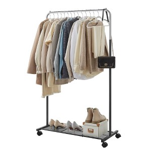 SONGMICS 110 lb Load Capacity Clothes Rack with Wheels Garment Rack with Storage Shelf Clothing Rack for Bedroom 2 Brakes Steel Frame - 1 of 4