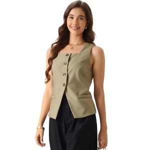 INSPIRE CHIC Women's Office Vest Square Neck Dressy Suit Waistcoat - 1 of 4
