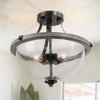 LNC Maven 3-Lights 13-in Matte Black and Distressed Gray Seeded Glass Bowl LED Semi-flush Mount Lights - 2 of 4
