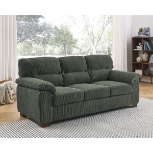 SKRAN 3 Seater Corduroy Sofa, Thick Foam-Padded Cushion Sofa, Mid-Century Modern Sofas With Armrests & Backrest For Living Room - 1 of 4