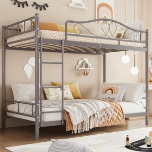 TackView Metal Bunk Bed Twin Over Twin, Bunkbeds Frame with Safety Guard Rails, Steel Bed for School, Bedroom Space-Saving - 1 of 4