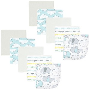 Hudson Baby Flannel Washcloths, Neutral New Elephant 10Pk, One Size - 1 of 4