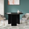 PexFix 52" Modern Round Dining Table with Striped Column Legs Solid Wood Kitchen Table Anti-Scratch Footpads for Dining Room & Kitchen Bar in Black - 2 of 4