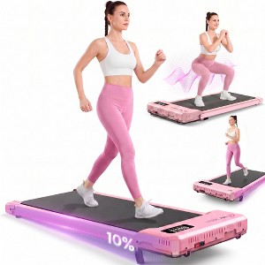 YOUNGFIT Vibration Walking Pad Treadmill with Incline & LED Display, Pink  Under Desk Treadmills for Home/Office/Gym Small Spaces