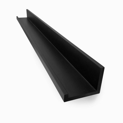 InPlace 48" x 4.5" Picture Ledge Wall Shelf Black: Modern Floating Display, MDF, Includes Mounting Hardware