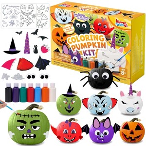 Joyfy Halloween Pumpkin Decorating Kit, Halloween Painting Kits Party Favors for Kids, Arts and Craft Party Supplies, DIY Coloring Pumpkin Decorations - 1 of 4