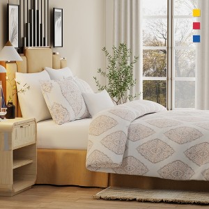 Color Sense 100% Cotton Percale Printed 3-Piece Duvet Cover Set - 1 of 4
