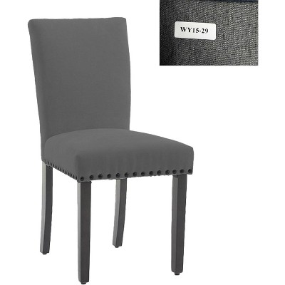 Coucheta 2-Pack Parsons Dining Chairs - Upholstered Fabric with Nailhead Trim & Wood Legs, Padded Seat