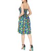 LA LEELA Women's House Daily Routine Evening Wear Boho Smocked Mini Flowy Casual Backless Dress Tube Top Strapless for Women One Size Blue, Floral - 4 of 4