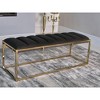 TiramisuBest Grey and Oak Tufted Bench, Grey Fabric Entryway Bench, 50.0"L x 18.0"W x 17.0"H - 2 of 4