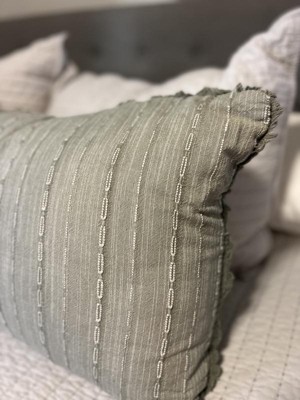 16x42 Quilted Stripe Lumbar Bed Pillow Gray/Cream - Hearth & Hand with  Magnolia 1 ct