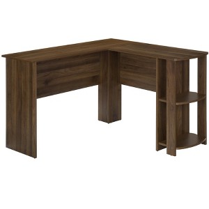 Vynxaria 48" L-Shaped Computer Desk with Storage Shelves Brown Laminate Contemporary Modern Design for Home Office Corner - 1 of 4