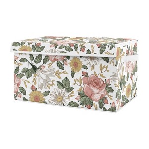 Sweet Jojo Designs Fabric Storage Toy Bin Vintage Floral Pink Green and Yellow Flowers - 1 of 4