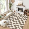 Acekool 2x6 Washable Plaid Rug – Modern Non-Slip Hallway Carpet, Stain-Resistant Geometric Design in Coastal Blue - 2 of 4