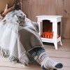 SEVOBAL Fireplace Insert Heater Mantel 3D Flame Quartz Fireplace Stove Bottom Air Outlet Fire Place Panoramic 3-Side View, White, 18.31"*14.17"*23.62" - 2 of 4