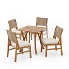 Christopher Knight Home Isidora 5 Piece Patio Rustic Acacia Wood Dining Set with Wicker Woven Chair - 2 of 4
