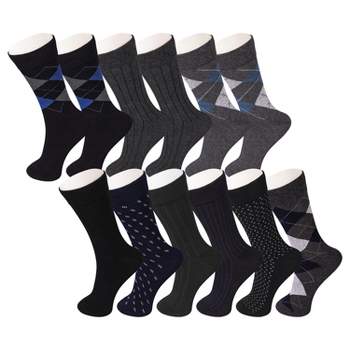 Hammer Anvil Mens Dress Socks 12 Pack Classic Cotton Crew Socks Solid Pattern Argyle Set