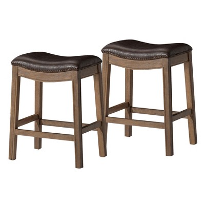 Maven Lane Adrien Backless Saddle Kitchen Stool, Set of 2
