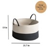 FONTOI Cotton Round Laundry and Storage Basket, Laundry Baskets for Home, Gray&White, 21.7"*13"*21.7" - 3 of 4