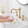 BWE 8 in. Widespread Double Handle 3 Hole Bathroom Faucet Water-Saving With Metal Drain - 4 of 4