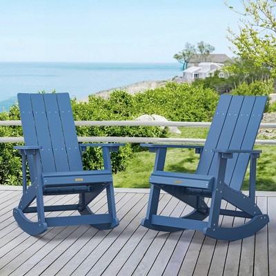 Arceso All-Weather HDPS Adirondack Rocking Chair, High Back Outdoor Porch Rocker for Patio, Garden, Backyard & Indoor Use