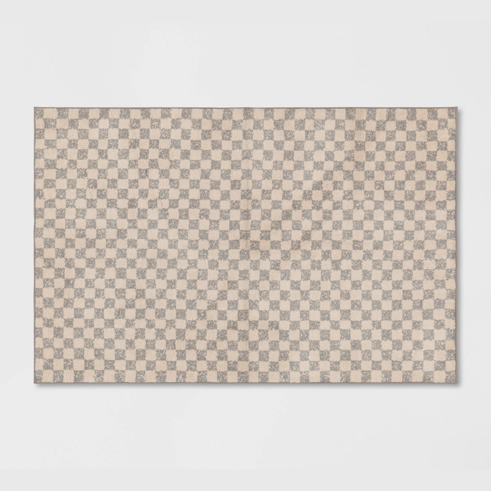 Photos - Doormat 2'6"x4' Washable Checkerboard Plush Accent Rug - Threshold™