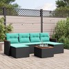 vidaXL Patio Sofa Set Black, Blue PE rattan, Powder-coated steel Large - Black and Blue With Table - 2 of 4