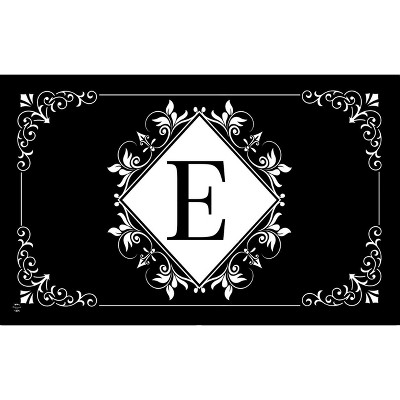 Briarwood Lane Everyday Doormat 30x18 Indoor Outdoor Black and White Monogram E Doormat