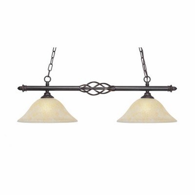 Toltec Lighting Elegante 2 - Light Island Pendant Light in  Dark Granite with 12" Amber Marble Shade