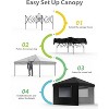 10x10 Pop Up Canopy with 3-Sidewall, Outdoor Tent with Portable Roller Bag - 3 Adjustable Height, 4 Weight Bags for Garden, Sports, Beach - 2 of 4
