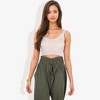 Anna-Kaci Women's Knit Crop Top with Spaghetti Straps and Ribbed Hem Sleeveless Summer Tank Top - 2 of 4