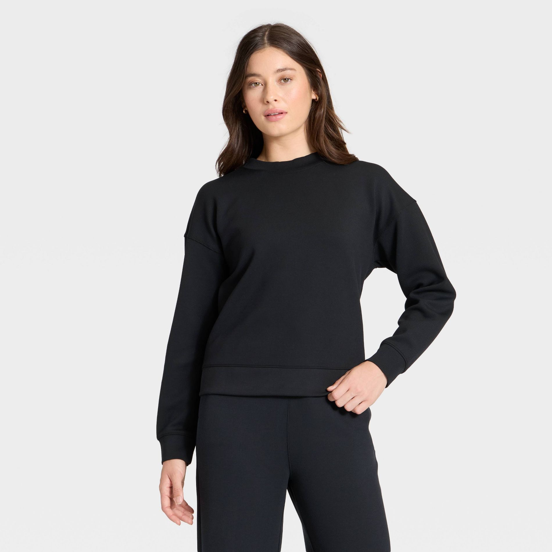 Women's Airy Sleek Ribbed Crewneck Sweatshirt - All In Motion™