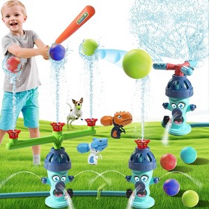 TITQWOP 4-in-1 Water Sprinkler Baseball Hydrant Toy for Kids, 360° Rotating Hydrant Design with 4 Baseballs, Fun Tee Ball Game Set for Boys & Girls - 1 of 4