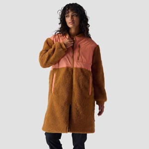 Backcountry, Mixed Fabric Fleece Long Coat - Women's, Brown Sugar/Tawny Orange/Fired Brick, XS - 1 of 1