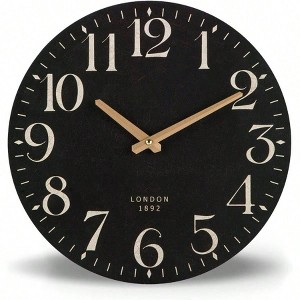 Farmhouse Black Wall Clock 12 Inch Quartz Operated Vintage Wooden Decorative Silent Analog Clock Kitchen Living Room - 1 of 4