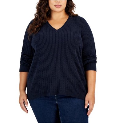 Tommy Hilfiger Womens Cable-Knit Knit Sweater