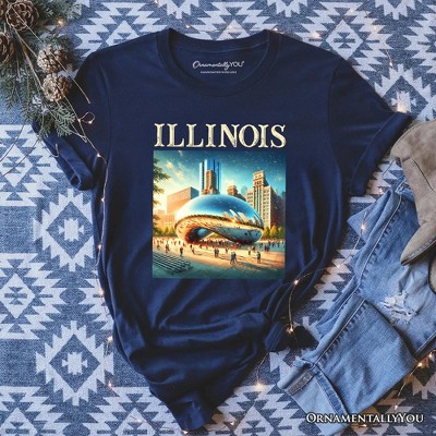 Modern Illinois State Cloud Gate T-Shirt, Iconic Chicago Bean Tee and Urban Landmark Souvenir | OrnamentallyYou