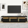 68.8"W TV Stand with High Gloss Faux Marble Top for TVs Up to 78'' with Golden Panel Design and 3 Drawers, 4Q-ModernLuxe - 2 of 4